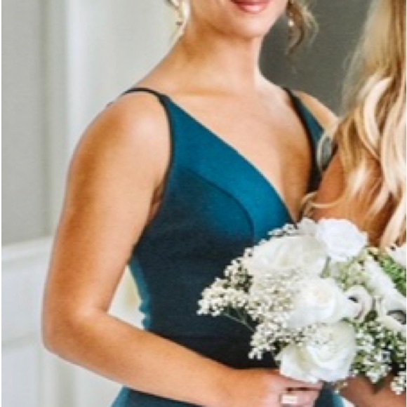 Jenny Yoo “Taryn” floor length gown in “Caspian Sea” color. - Picture 10 of 15